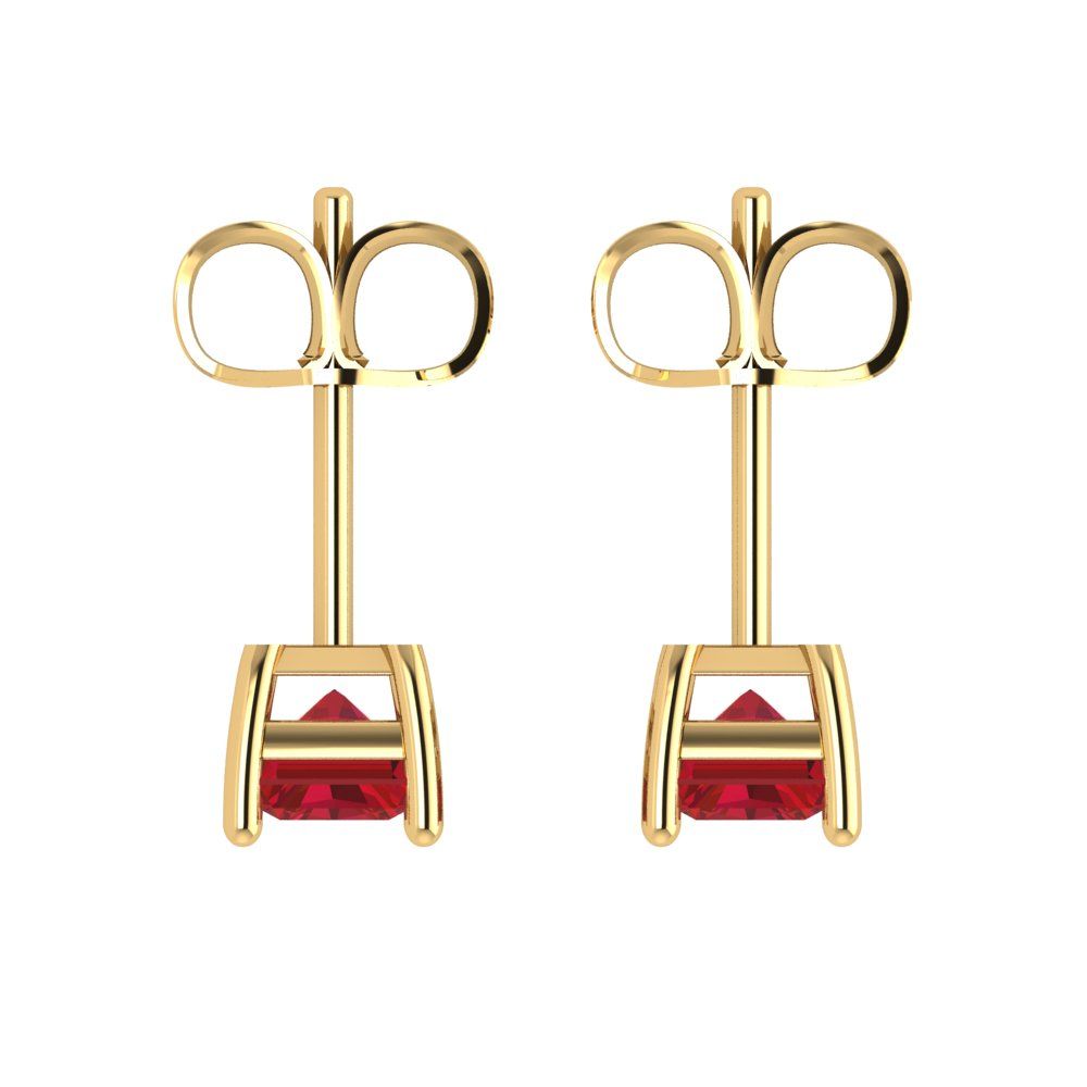 1 ctw Ruby Studs Earrings | 6x4mm Emerald Cut White Gold Push back | July Birthstone