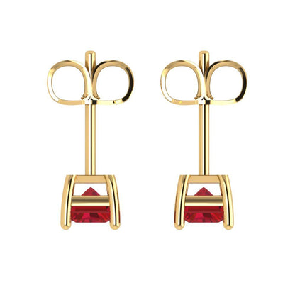 1 ctw Ruby Studs Earrings | 6x4mm Emerald Cut White Gold Push back | July Birthstone