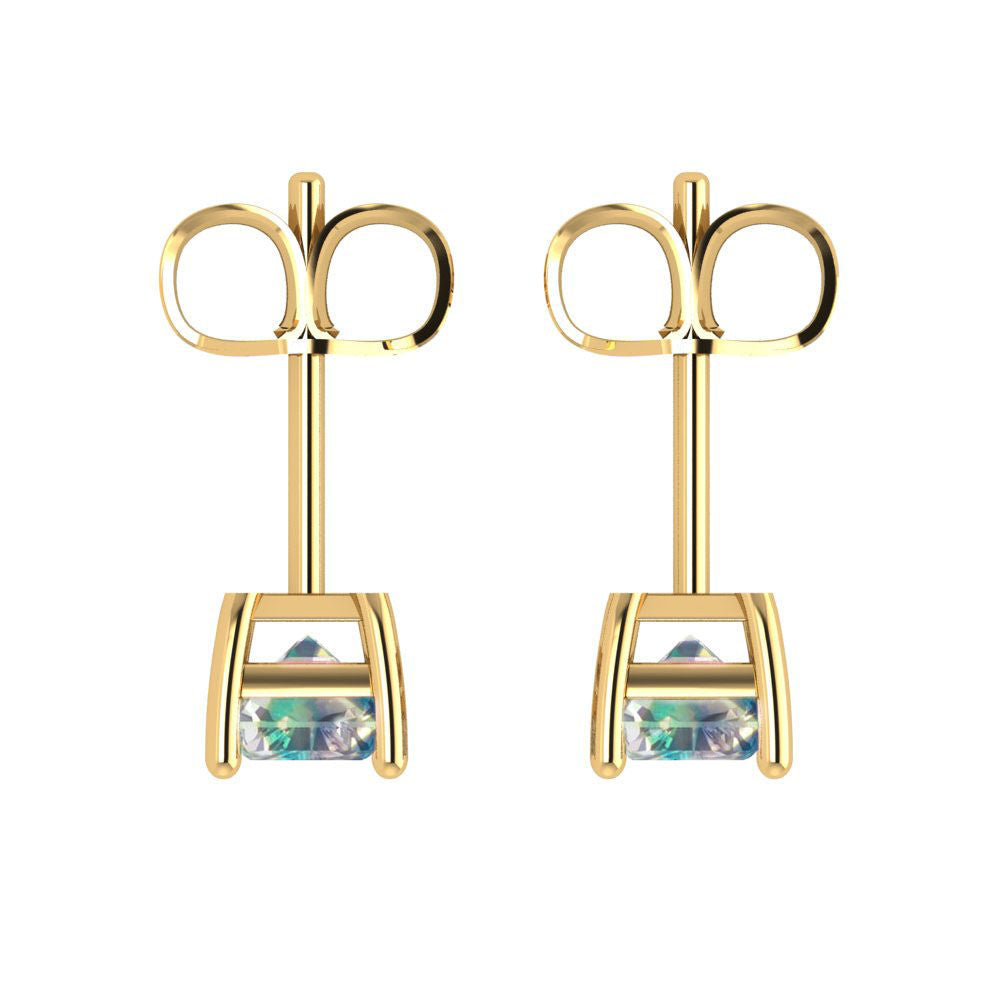 1cttw Emerald Cut Blue Moissanite Gold-Plated 925 Silver Push Back Stud Earrings