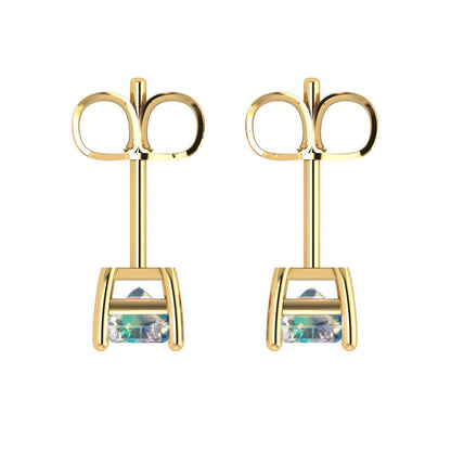 1cttw Emerald Cut Blue Moissanite Gold-Plated 925 Silver Push Back Stud Earrings