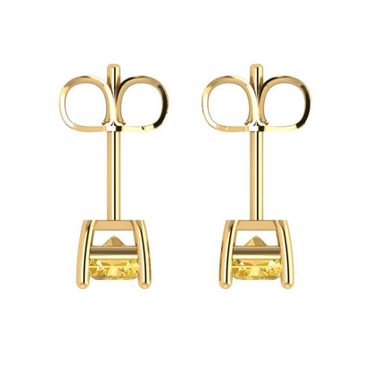 1 ctw Citrine Studs Earrings | 6x4mm Emerald Cut White Gold Push back | November Birthstone