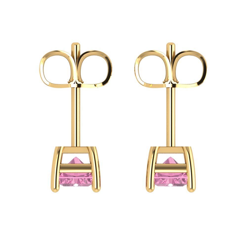 1cttw Emerald Cut Simulated Pink Diamond Gold-Plated 925 Silver Push Back Stud Earrings