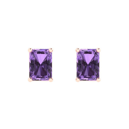 2 ctw Alexandrite Studs Earrings | 7x5mm Emerald Cut White Gold Push back | June Birthstone