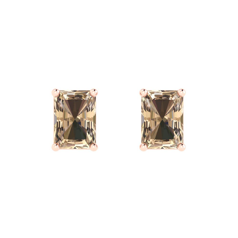 2 ctw Yellow Moissanite Studs Earrings | 7x5mm Emerald Cut White Gold Push back | April Birthstone