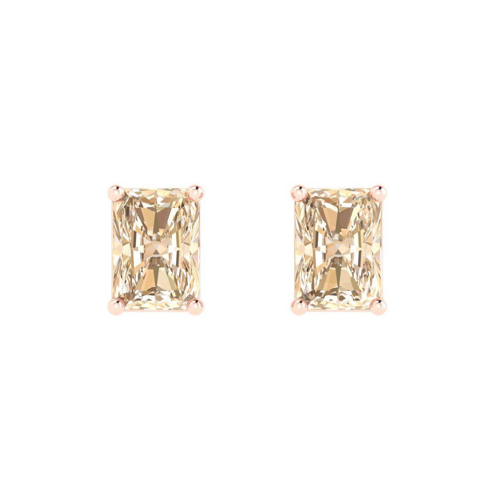 2 ctw Morganite Studs Earrings | 7x5mm Emerald Cut White Gold Push back | February Birthstone