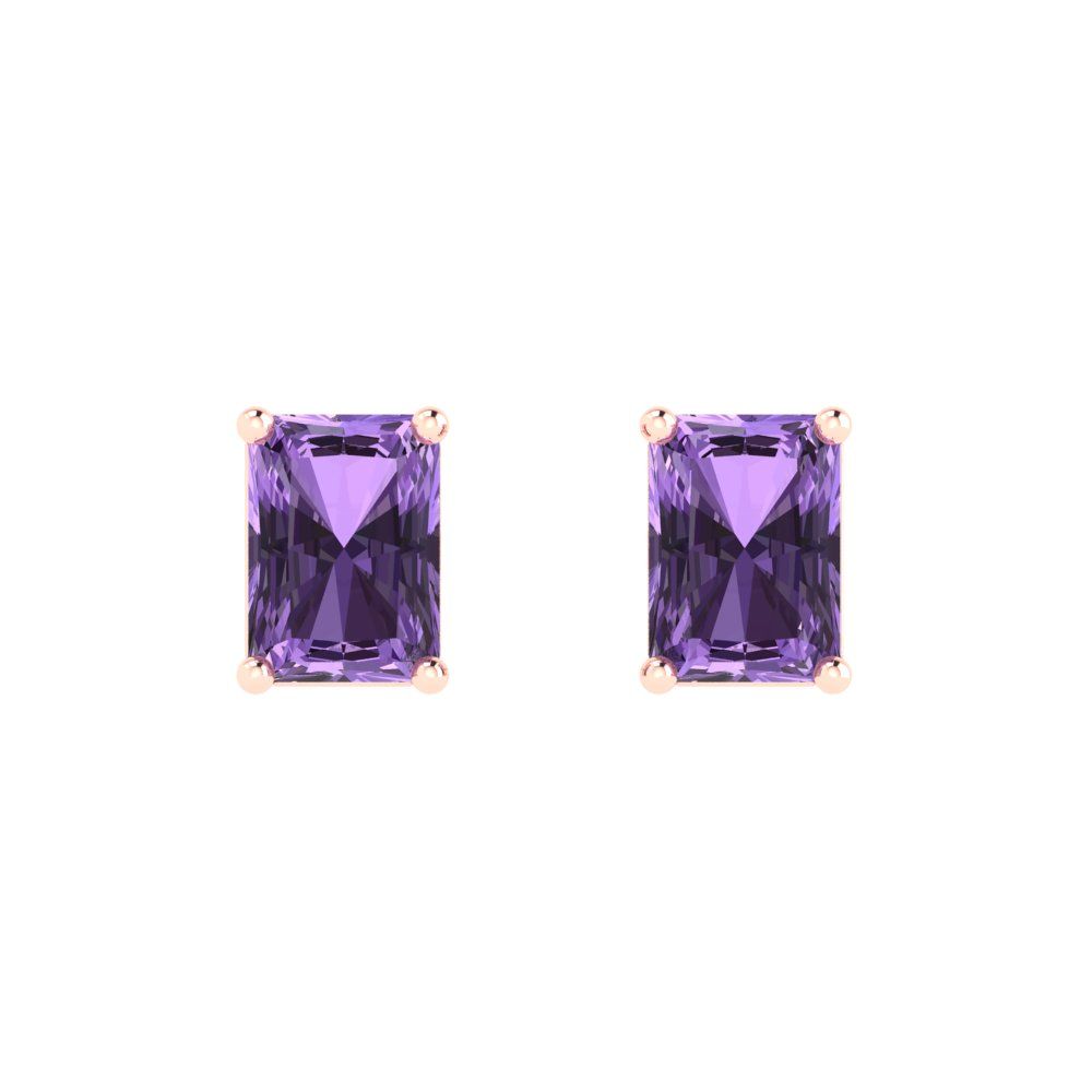 2cttw Emerald Cut Simulated Alexandrite Gold-Plated 925 Silver Push Back Stud Earrings