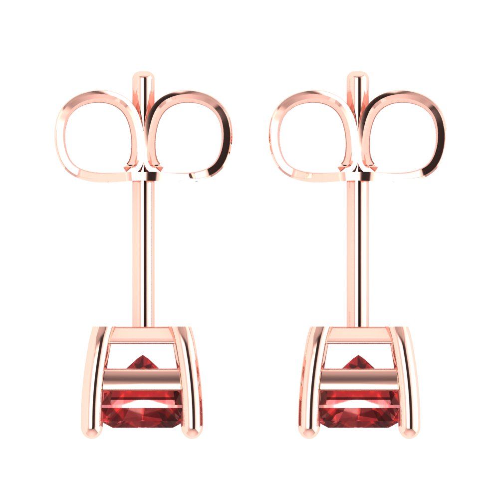 2cttw Emerald Cut Natural Garnet Gold-Plated 925 Silver Push Back Stud Earrings