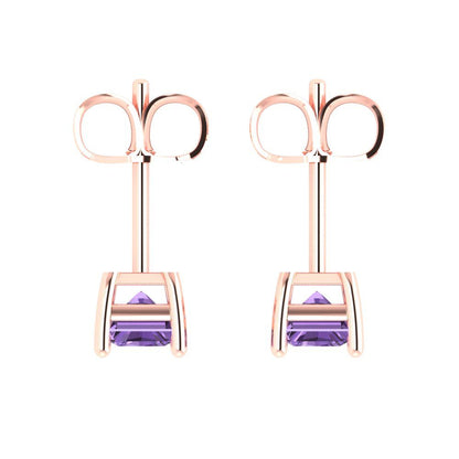 2cttw Emerald Cut Simulated Alexandrite Gold-Plated 925 Silver Push Back Stud Earrings