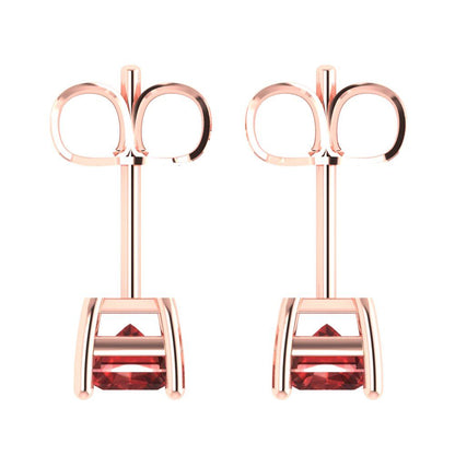 2 ctw Garnet Studs Earrings | 7x5mm Emerald Cut White Gold Push back | January Birthstone