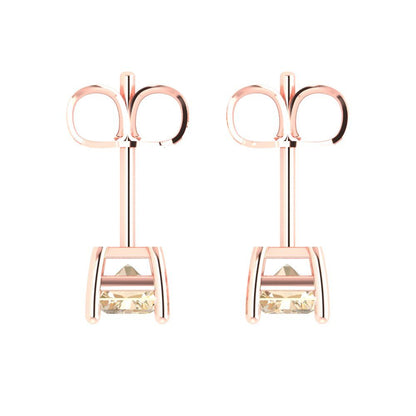 2 ctw Morganite Studs Earrings | 7x5mm Emerald Cut White Gold Push back | February Birthstone