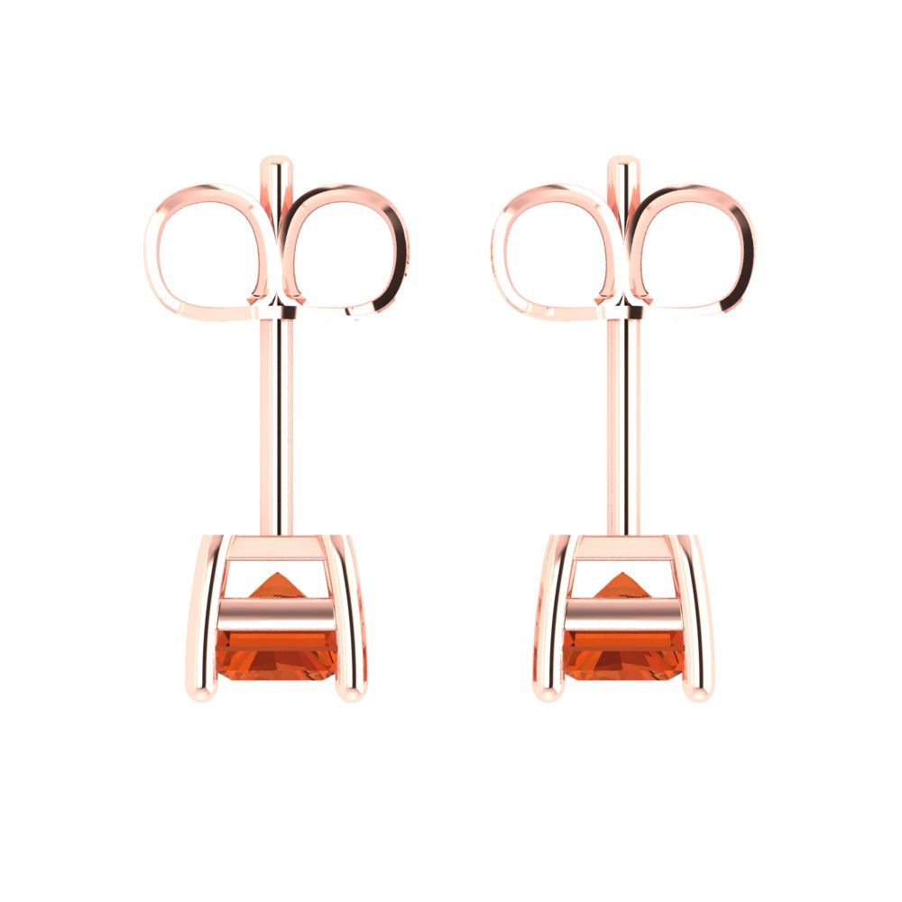 2 ctw Red Zirconia Studs Earrings | 7x5mm Emerald Cut White Gold Push back | April Birthstone