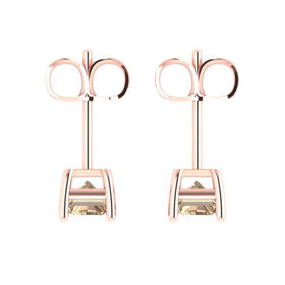 2cttw Emerald Cut Yellow Moissanite Gold-Plated 925 Silver Push Back Stud Earrings