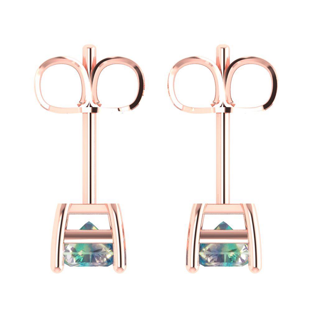 2cttw Emerald Cut Blue Moissanite Gold-Plated 925 Silver Push Back Stud Earrings