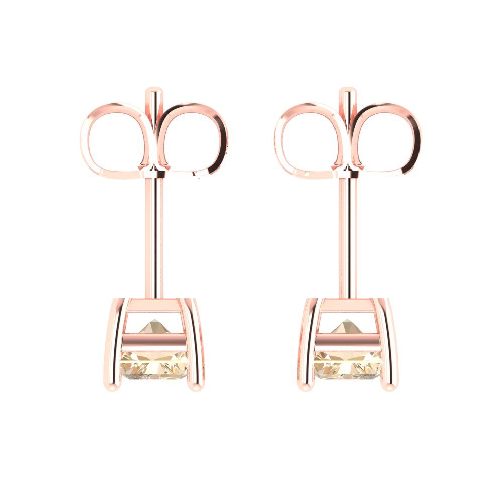 2cttw Emerald Cut Natural Morganite Gold-Plated 925 Silver Push Back Stud Earrings