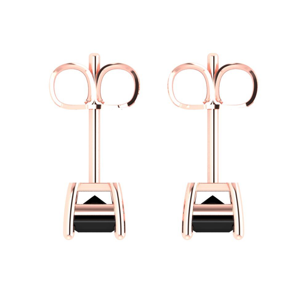 2 ctw Onyx Studs Earrings | 7x5mm Emerald Cut White Gold Push back | July Birthstone