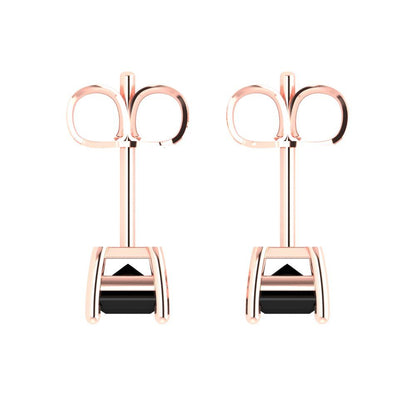 2 ctw Onyx Studs Earrings | 7x5mm Emerald Cut White Gold Push back | July Birthstone