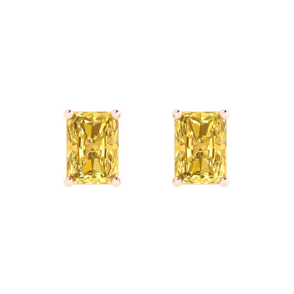 1 ctw Citrine Studs Earrings | 6x4mm Emerald Cut White Gold Push back | November Birthstone