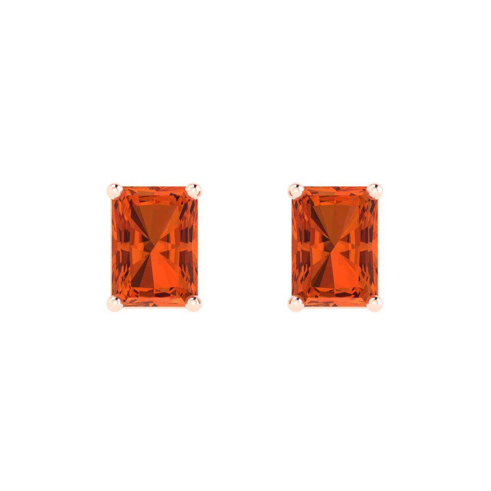 1cttw Emerald Cut Simulated Red Diamond Gold-Plated 925 Silver Push Back Stud Earrings