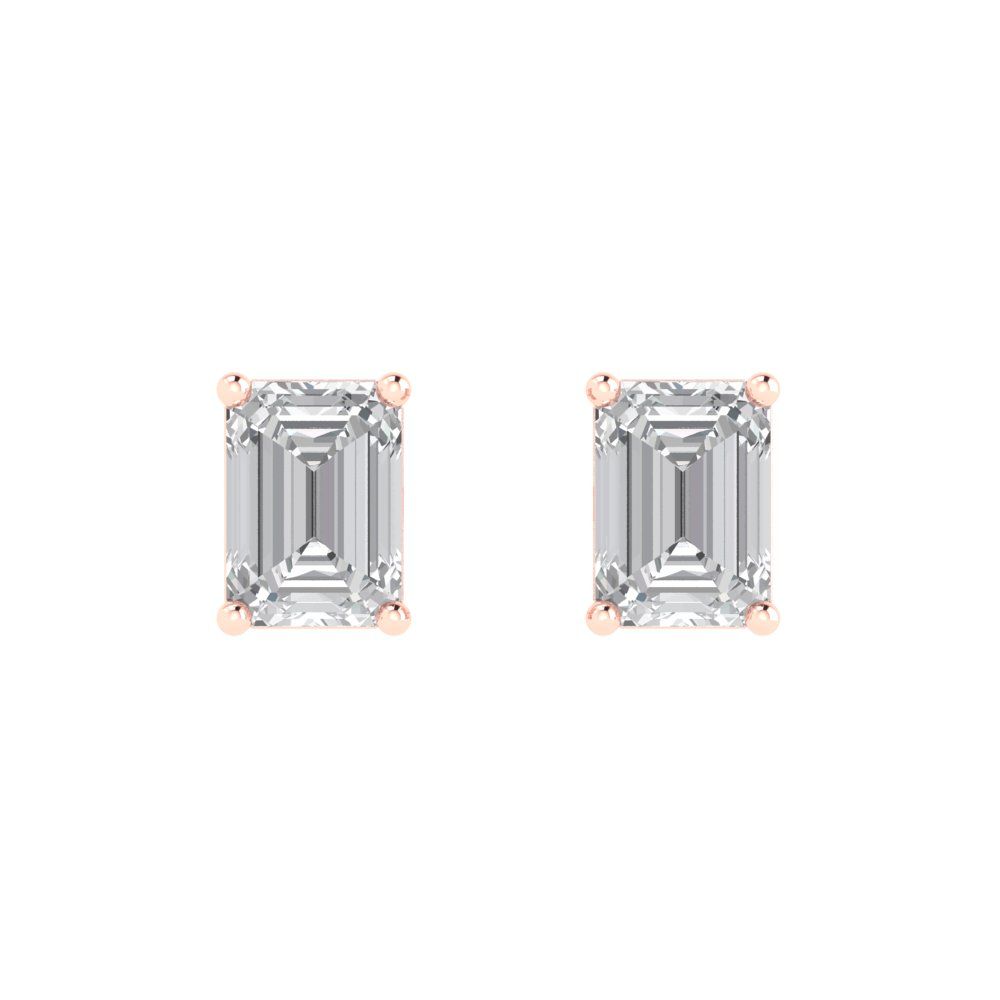 1cttw Emerald Cut Simulated Diamond Gold-Plated 925 Silver Push Back Stud Earrings