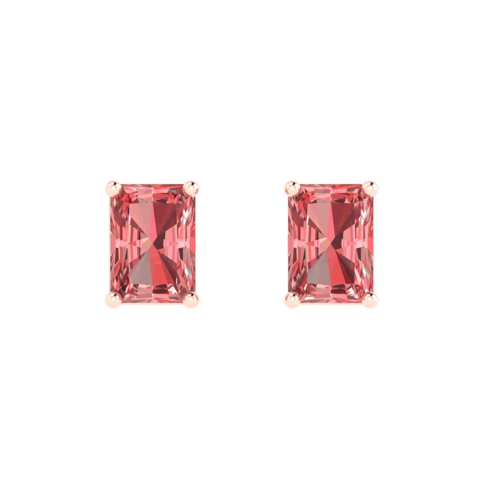 1 ctw Garnet Studs Earrings | 6x4mm Emerald Cut White Gold Push back | January Birthstone