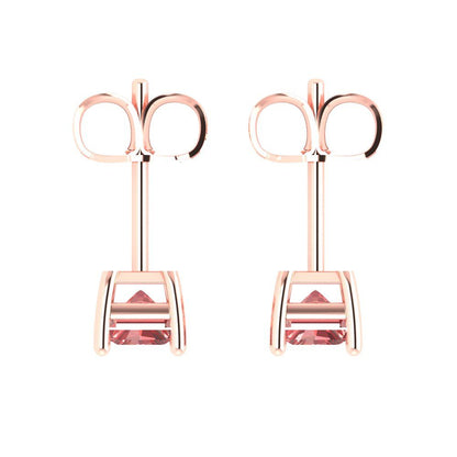 1cttw Emerald Cut Natural Garnet Gold-Plated 925 Silver Push Back Stud Earrings