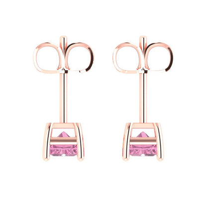 1cttw Emerald Cut Simulated Pink Diamond Gold-Plated 925 Silver Push Back Stud Earrings
