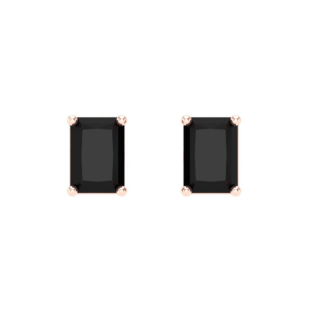 2 ctw Onyx Studs Earrings | 7x5mm Emerald Cut White Gold Screw back | July Birthstone