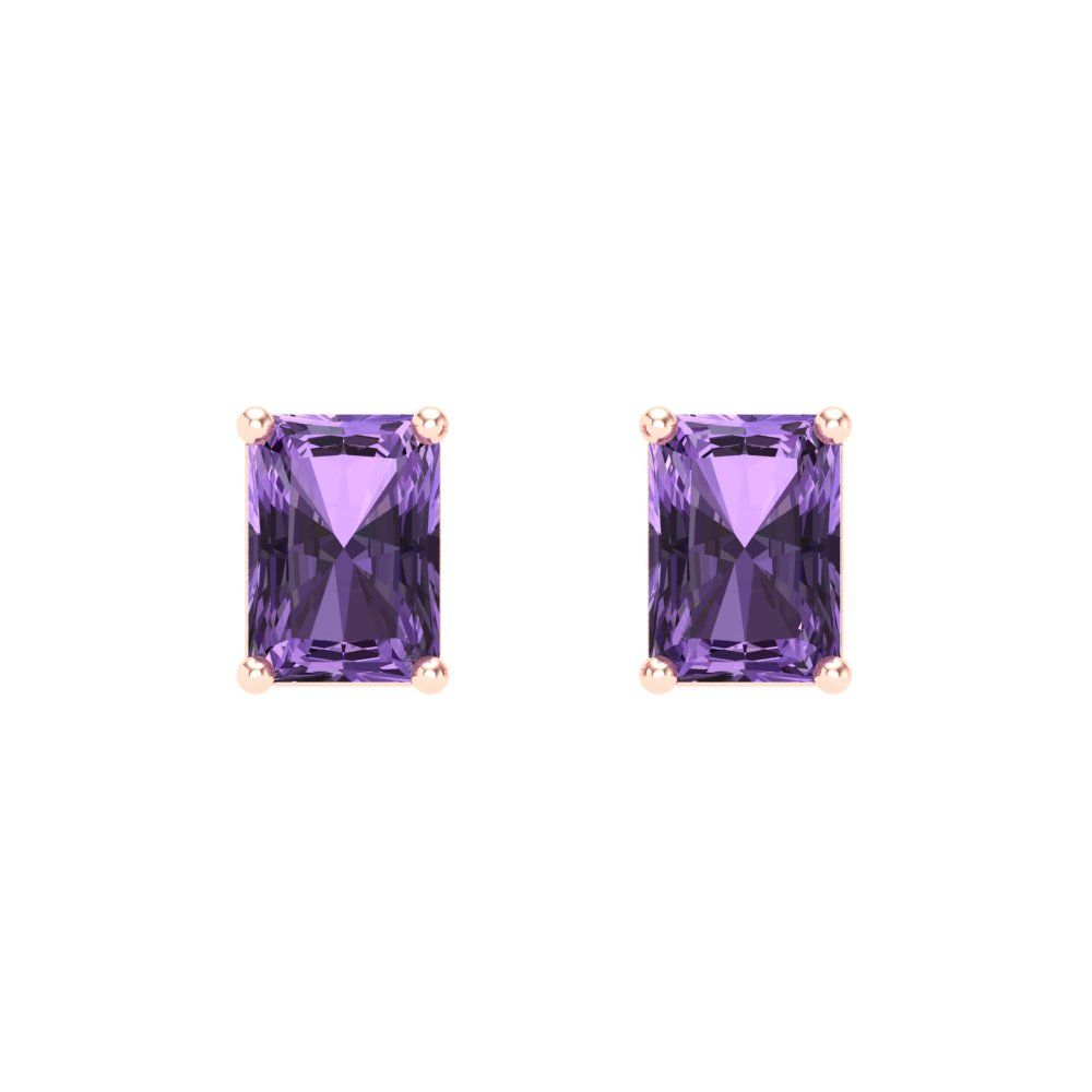 2 ctw Alexandrite Studs Earrings | 7x5mm Emerald Cut White Gold Screw back | June Birthstone