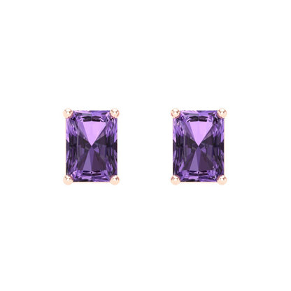 2 ctw Alexandrite Studs Earrings | 7x5mm Emerald Cut White Gold Screw back | June Birthstone