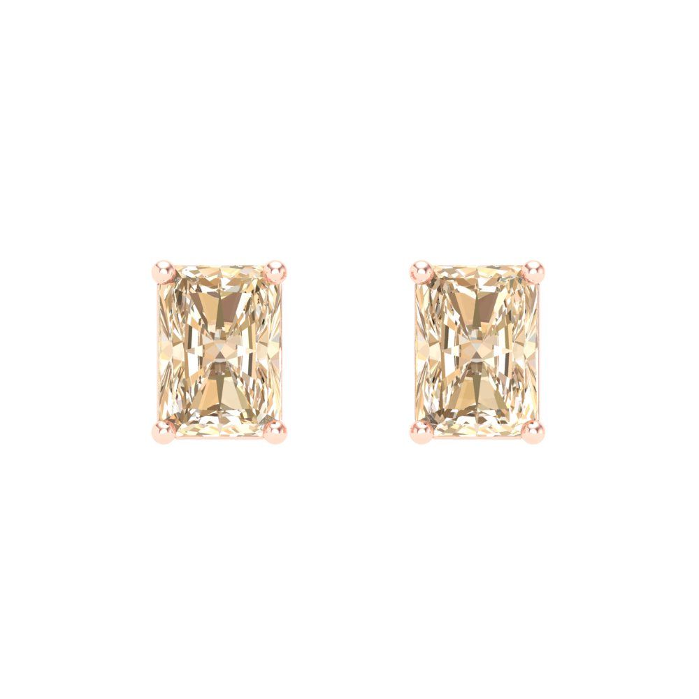 2 ctw Morganite Studs Earrings | 7x5mm Emerald Cut White Gold Screw back | February Birthstone