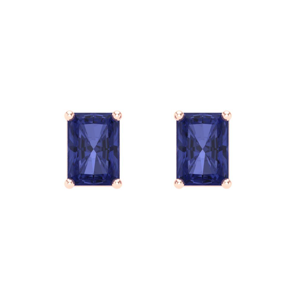 2 ctw Tanzanite Studs Earrings | 7x5mm Emerald Cut White Gold Screw back | December Birthstone