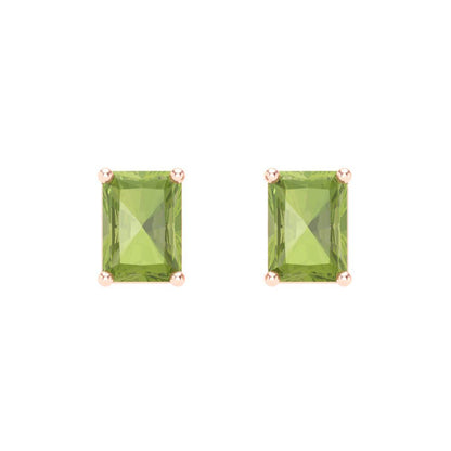 2 ctw Peridot Studs Earrings | 7x5mm Emerald Cut White Gold Screw back | August Birthstone
