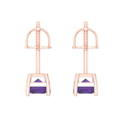 2 ctw Amethyst Studs Earrings | 7x5mm Emerald Cut White Gold Screw back | February Birthstone