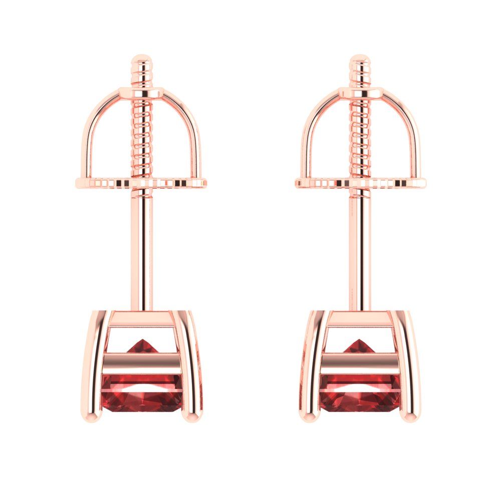 2 ctw Garnet Studs Earrings | 7x5mm Emerald Cut White Gold Screw back | January Birthstone