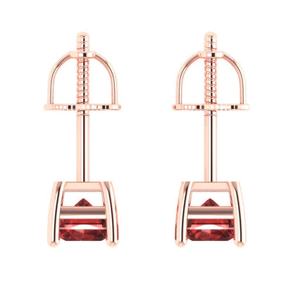 2 ctw Garnet Studs Earrings | 7x5mm Emerald Cut White Gold Screw back | January Birthstone