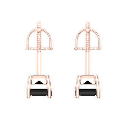 2 ctw Onyx Studs Earrings | 7x5mm Emerald Cut White Gold Screw back | July Birthstone