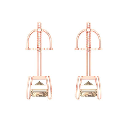 2 ctw Yellow Moissanite Studs Earrings | 7x5mm Emerald Cut White Gold Screw back | April Birthstone