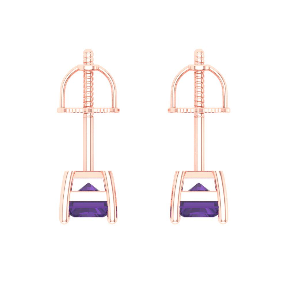 2cttw Amethyst Gold-Plated 925 Silver Screw Back Stud Earrings