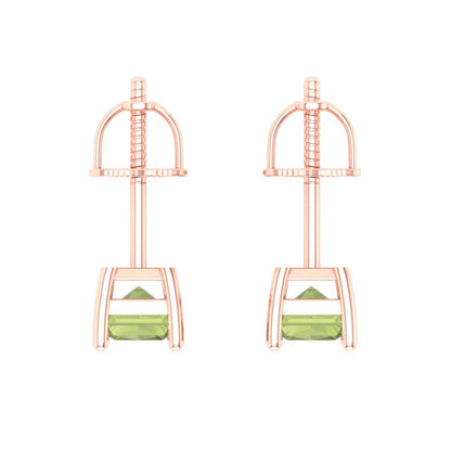 2 ctw Peridot Studs Earrings | 7x5mm Emerald Cut White Gold Screw back | August Birthstone