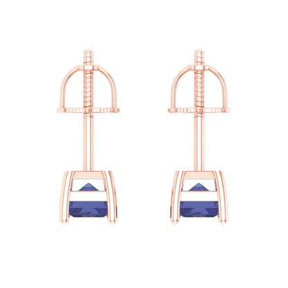 2 ctw Tanzanite Studs Earrings | 7x5mm Emerald Cut White Gold Screw back | December Birthstone