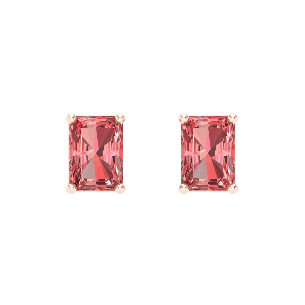 1 ctw Garnet Studs Earrings | 6x4mm Emerald Cut White Gold Screw back | January Birthstone
