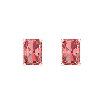 1 ctw Garnet Studs Earrings | 6x4mm Emerald Cut White Gold Screw back | January Birthstone