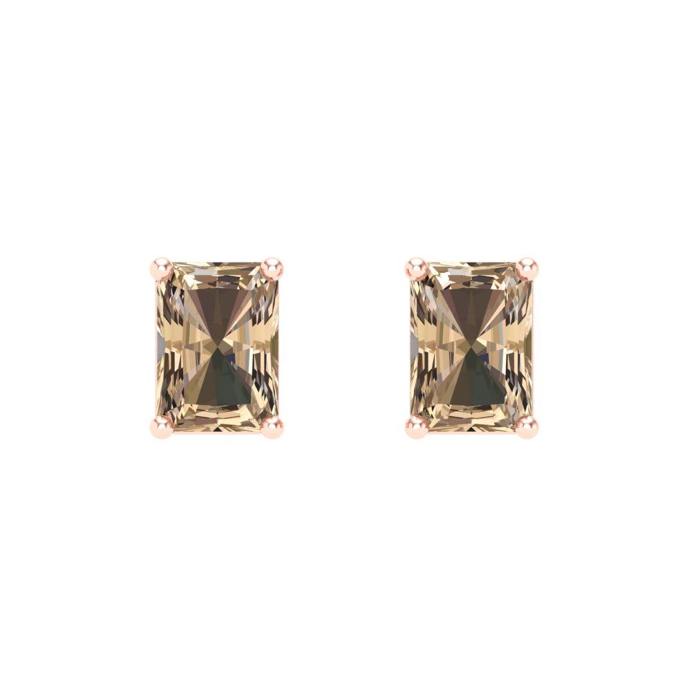 1 ctw Yellow Moissanite Studs Earrings | 6x4mm Emerald Cut White Gold Screw back | April Birthstone