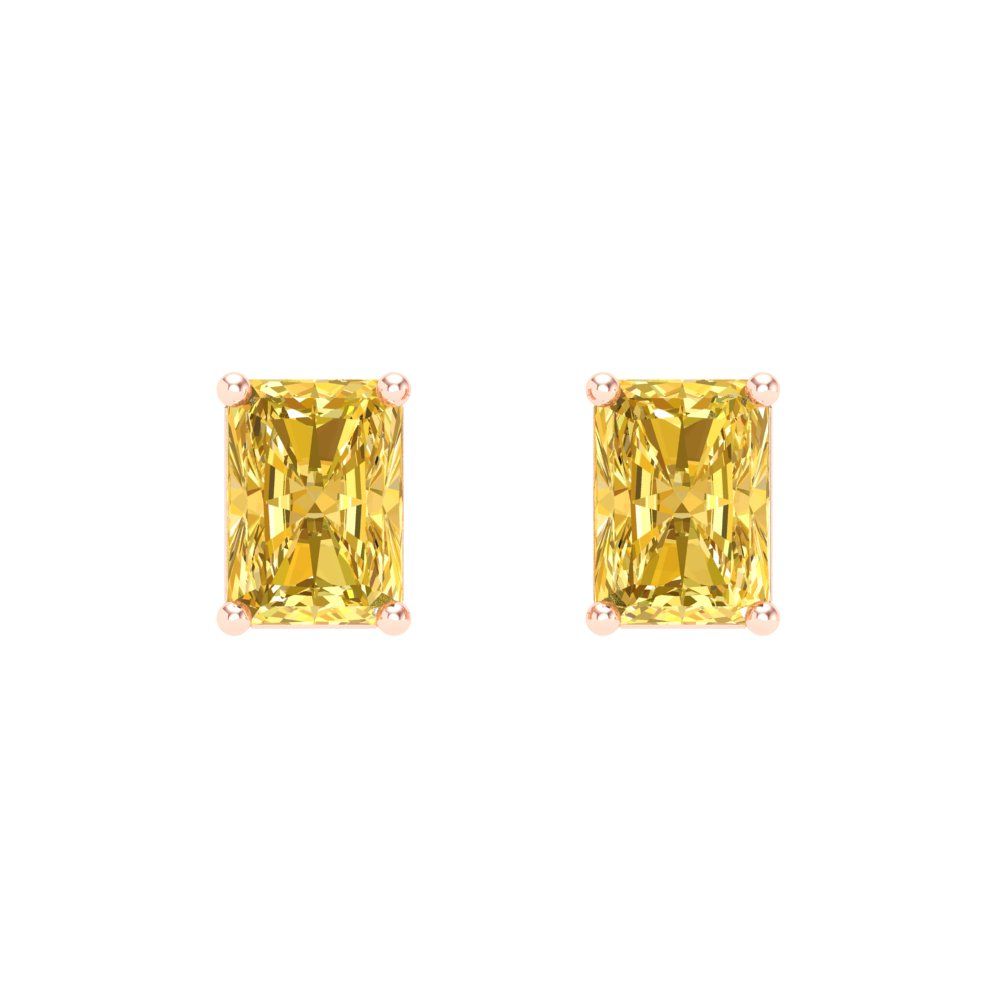 1 ctw Citrine Studs Earrings | 6x4mm Emerald Cut White Gold Screw back | November Birthstone