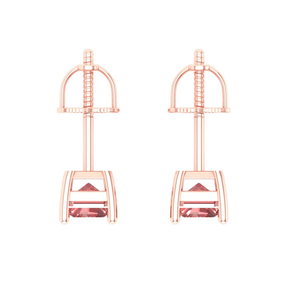 1 ctw Garnet Studs Earrings | 6x4mm Emerald Cut White Gold Screw back | January Birthstone