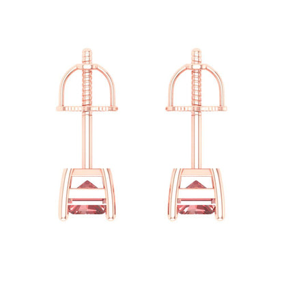 1 ctw Garnet Studs Earrings | 6x4mm Emerald Cut White Gold Screw back | January Birthstone