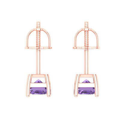 1 ctw Alexandrite Studs Earrings | 6x4mm Emerald Cut White Gold Screw back | June Birthstone