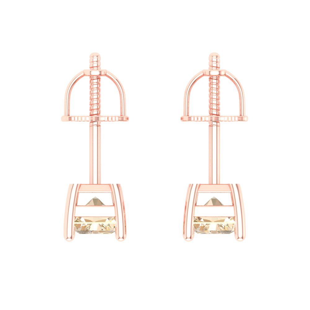 1 ctw Morganite Studs Earrings | 6x4mm Emerald Cut White Gold Screw back | February Birthstone