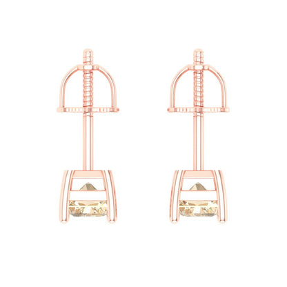 1 ctw Morganite Studs Earrings | 6x4mm Emerald Cut White Gold Screw back | February Birthstone
