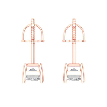 1 ctw Moissanite Studs Earrings | 6x4mm Emerald Cut White Gold Screw back | April Birthstone